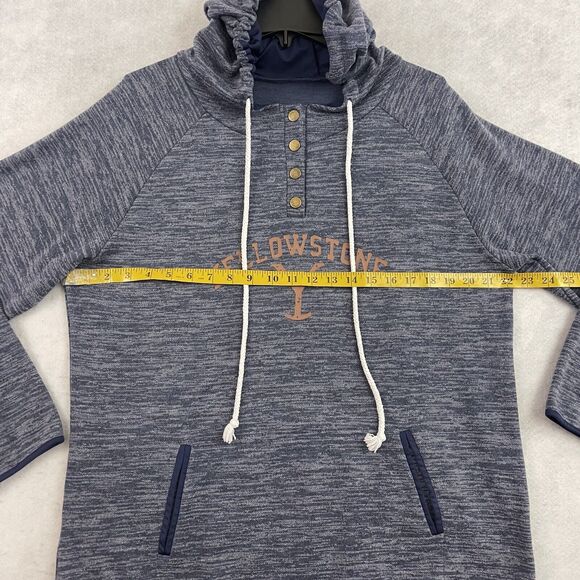 Yellowstone Hoodie Womens XL Blue Sweatshirt Kangaroo Pocket Drawstring Snaps - Picture 7 of 12